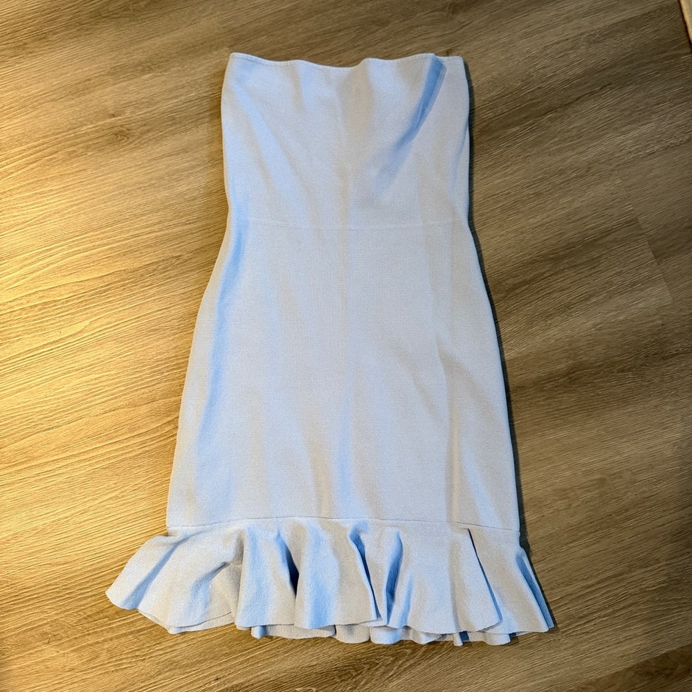 Zara Blue Ruffle Bodycon Mini Dress - Picture 4 of 5